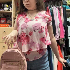 Juicy Couture white and pink cold shoulder floral top!!